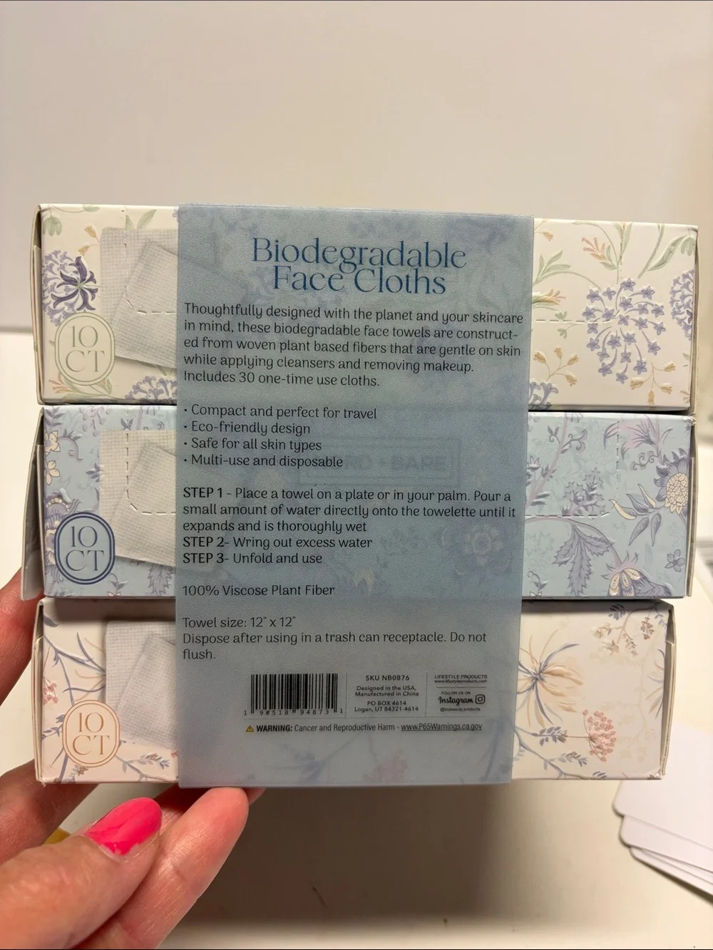 Biodegradable Face Cloths - Extra Large White & Blue